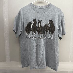 Vintage Ft Collins Colorado Shirt 2-Sided Clydesdale Horses 90s Budweiser Size M